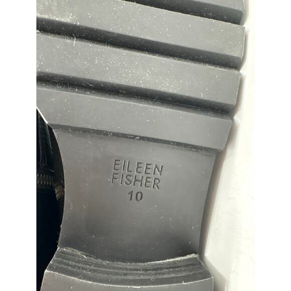 Eileen Fisher Black Leather Laceup Combat Coin Boot Bootie Sz 10 - Picture 9 of 9